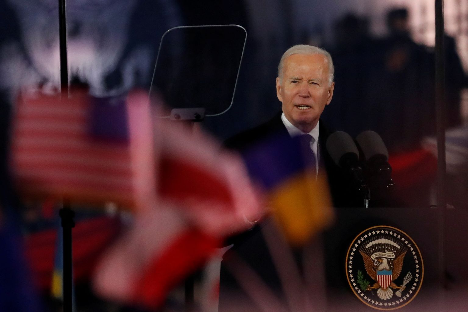 USA president Joe Biden 21. veebruaril 2023 Varssavis kõnet pidamas.