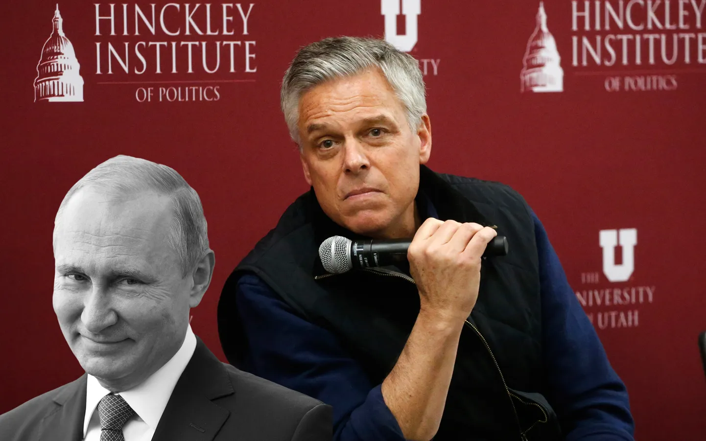 Bijušais ASV vēstnieks Krievijā Džons Hantsmens juniors un Krievijas prezidents Vladimirs Putins