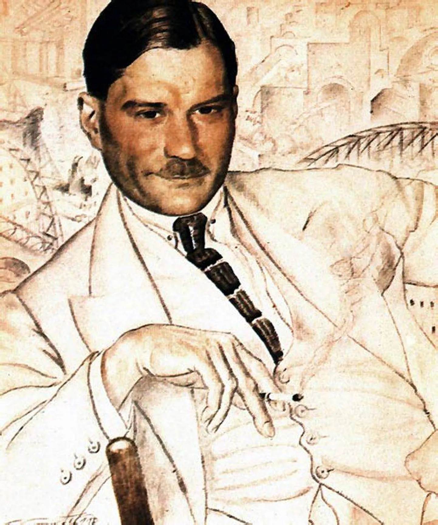 Jevgeni Zamjatin. Boriss Kustodijevi portree (1923).