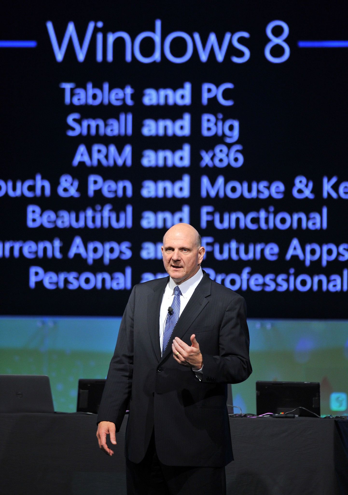 Microsofti tegevjuht Steve Ballmer Windows 8-t tutvustamas.