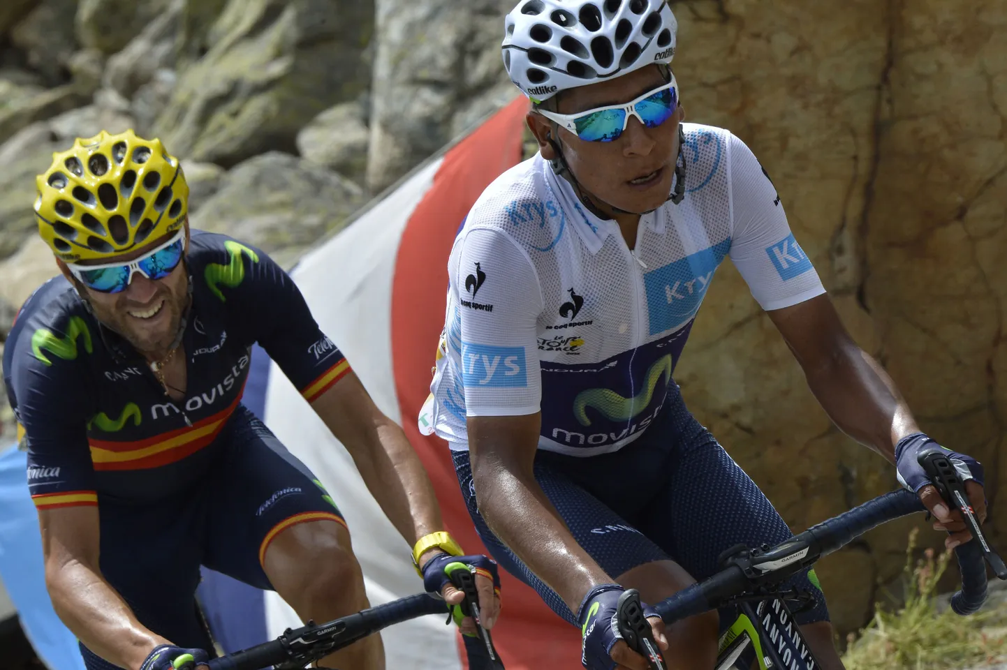 Nairo Quintana (valges) ja Alejandro Valverde.