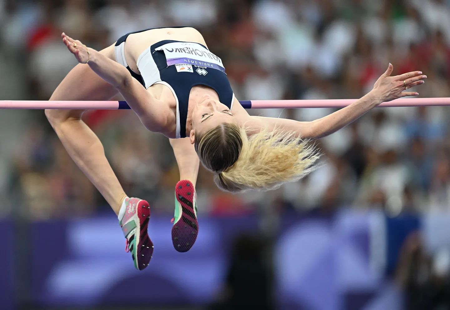 Küprost esindav venelanna Jelena Kulitšenko 4. augustil 2024 Pariisi olümpiamängudel kõrgushüppevõistlusel