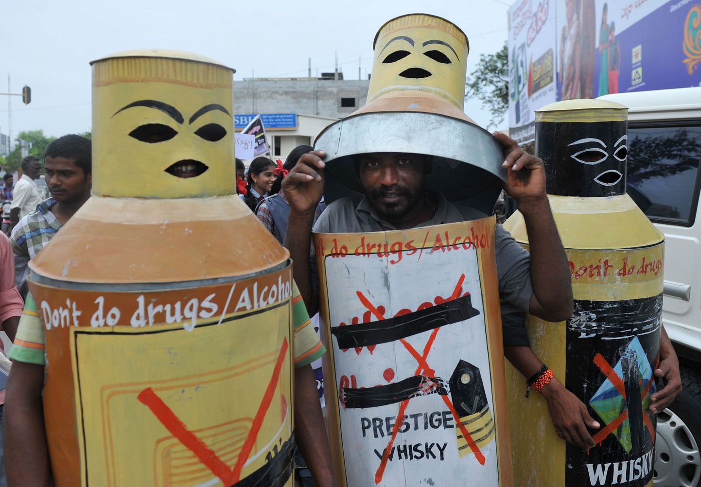 Alkoholi liigtarvitamise vastane meeleavaldus Indias.