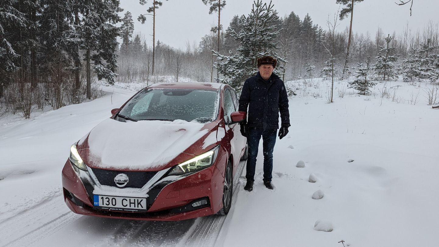 Elektriauto läheb külmaga käima küll, tõestas Mati Kuklane oma elektriautoga 4. jaanuari ennelõunal.