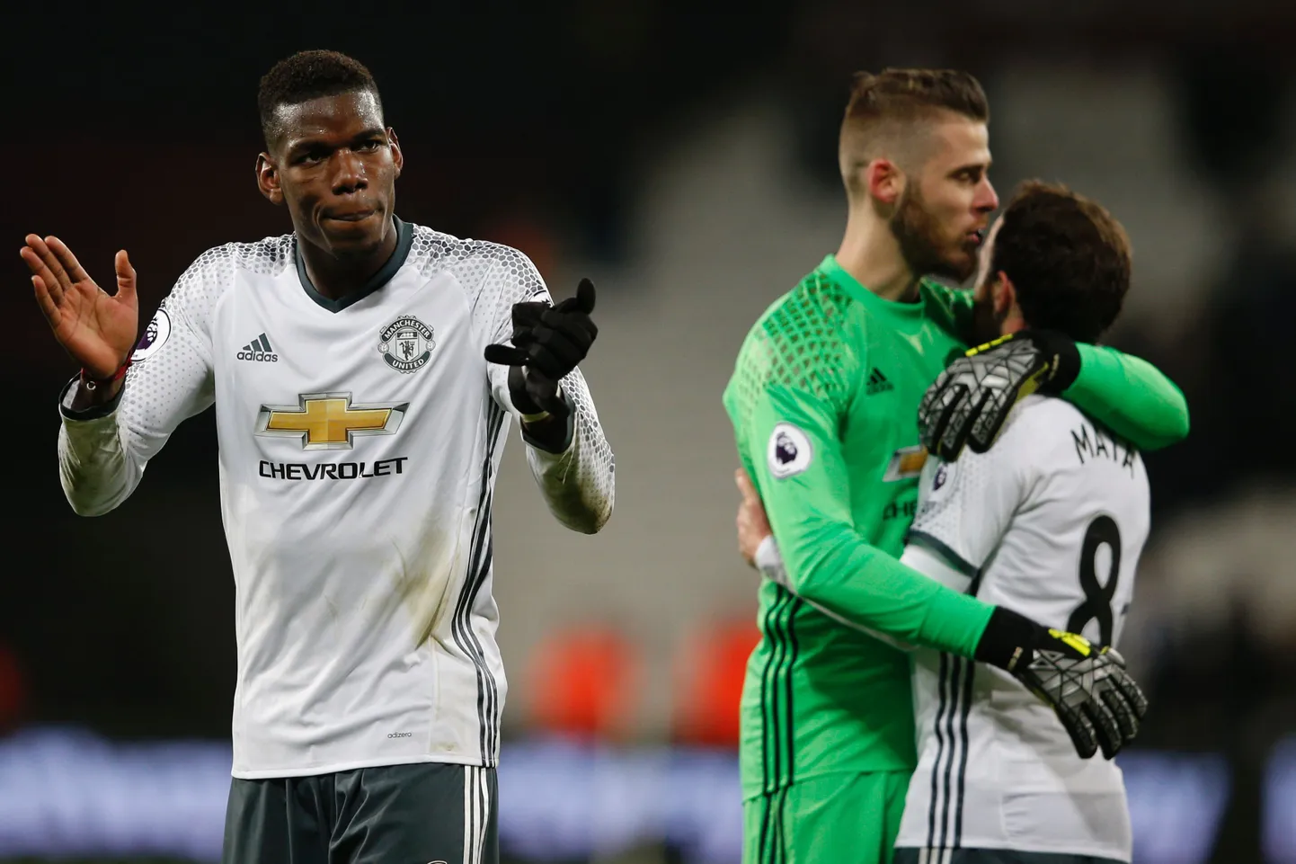 Paul Pogba, David de Gea ja Juan Mata