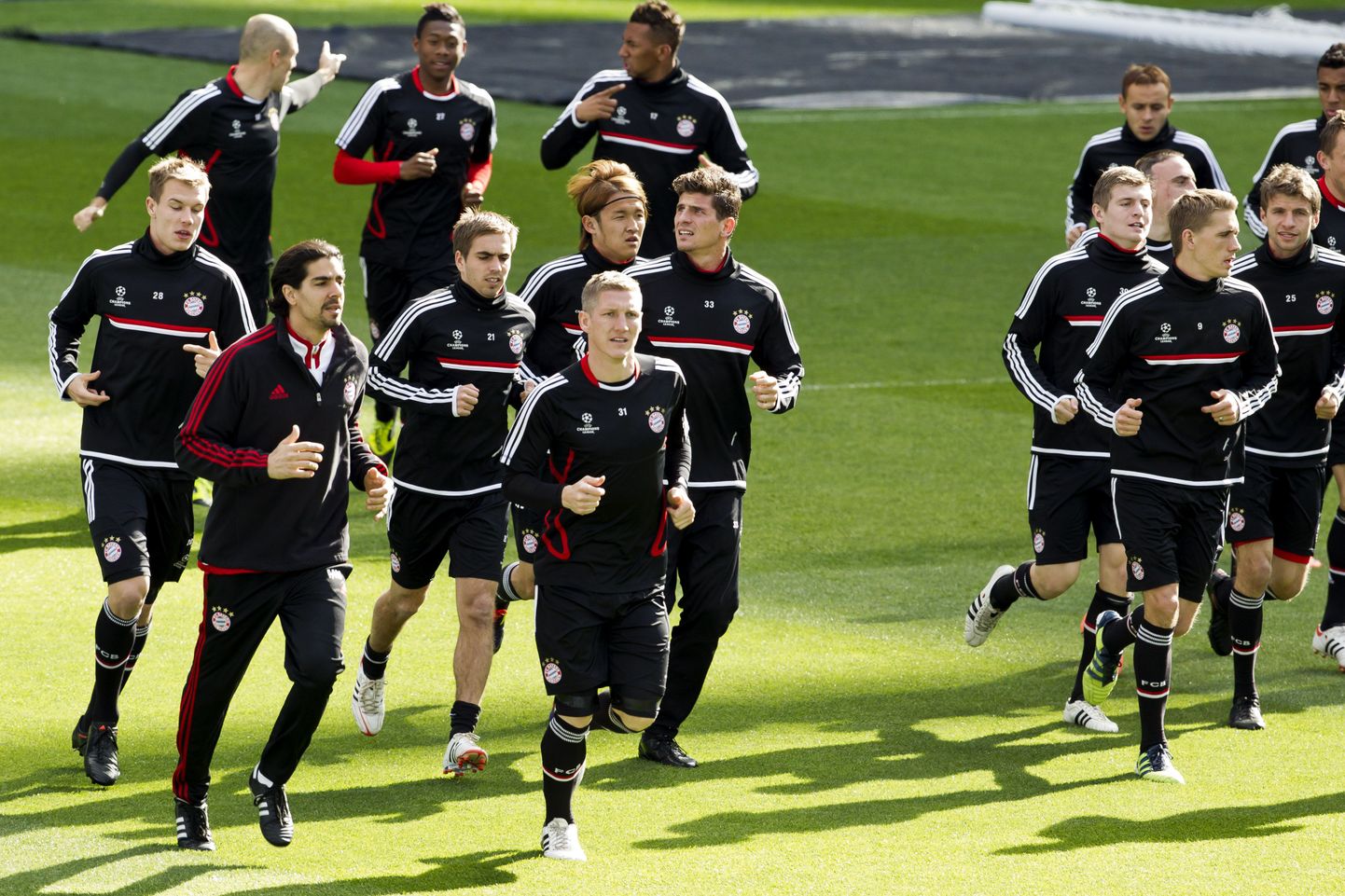 Предматчевая тренировка "Баварии" на стадионе в Мадриде.