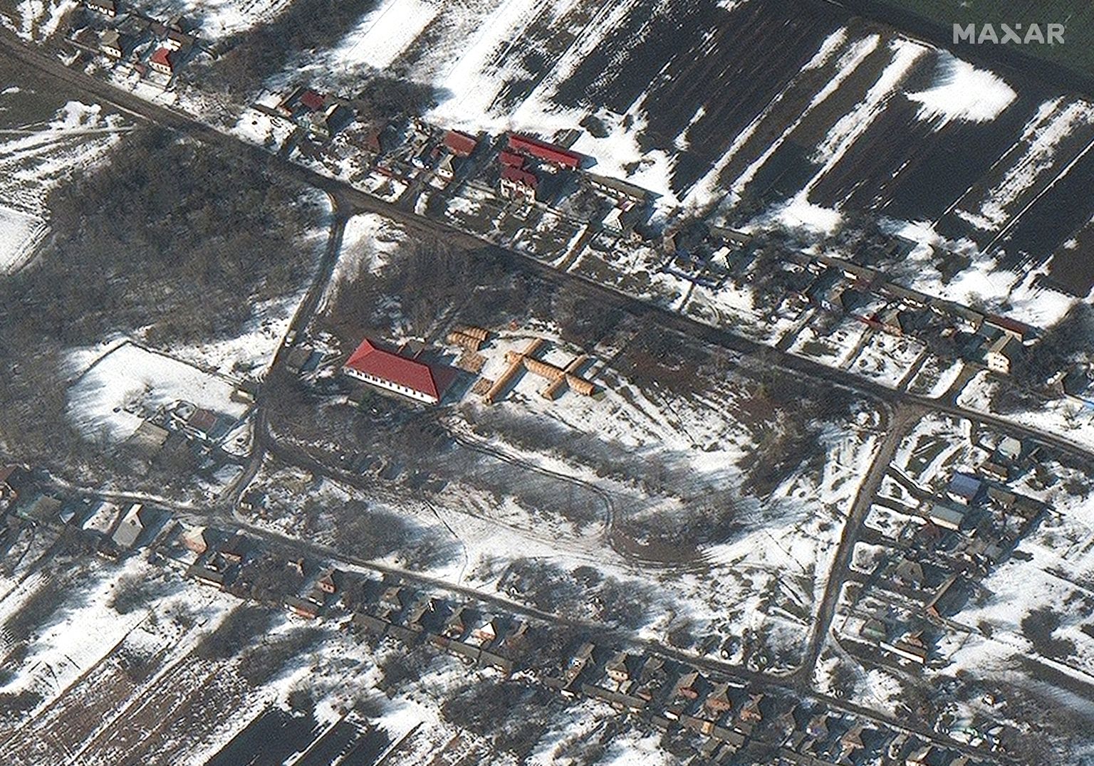 Skats no satelīta - lauka hospitālis pie Ukrainas robežas
