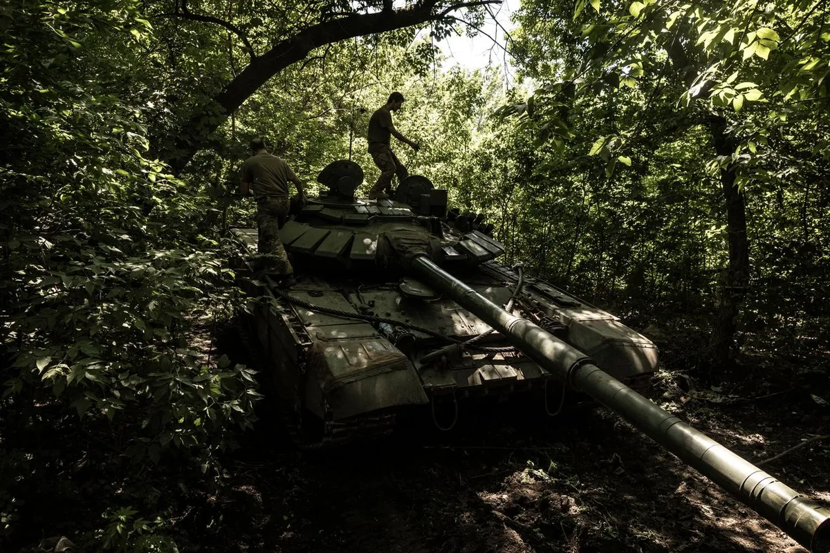 Ukrainian tank crew near Chasiv Yar, Donetsk oblast.