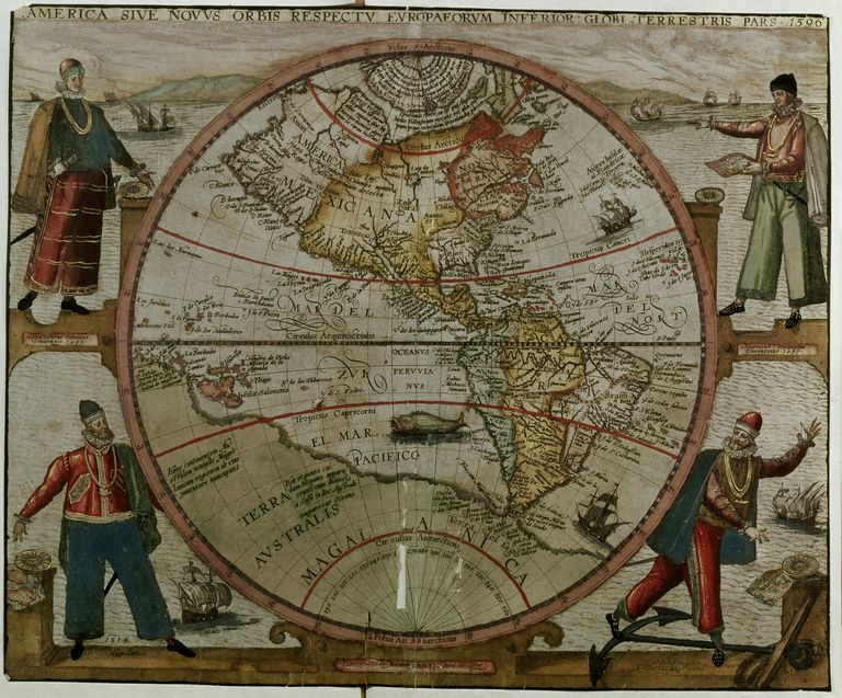 16. sajandi kaart, millel on kujutatud Põhja- ja Lõuna-Ameerikat