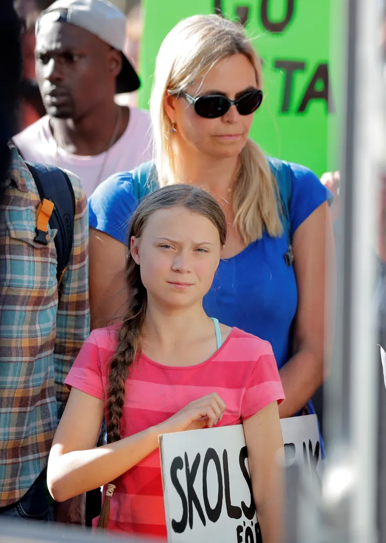 Greta Thunberg ja ta ema Malena Ernman 20. septembril 2019 New Yorgis kliimastreigil