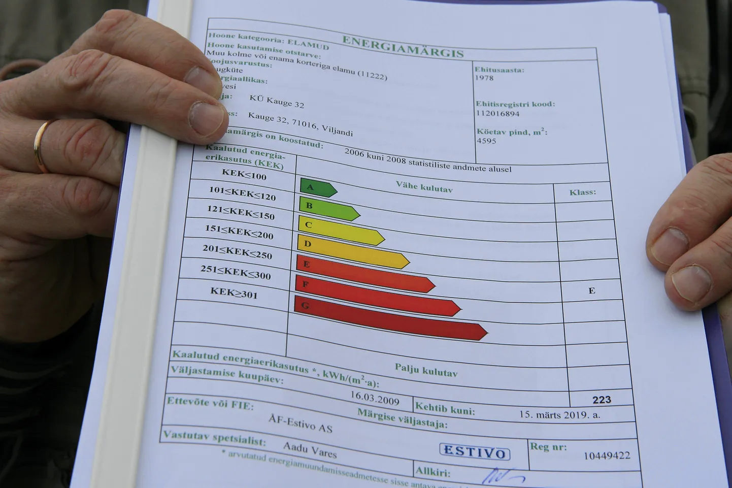 Kortermaja energiamärgis.
