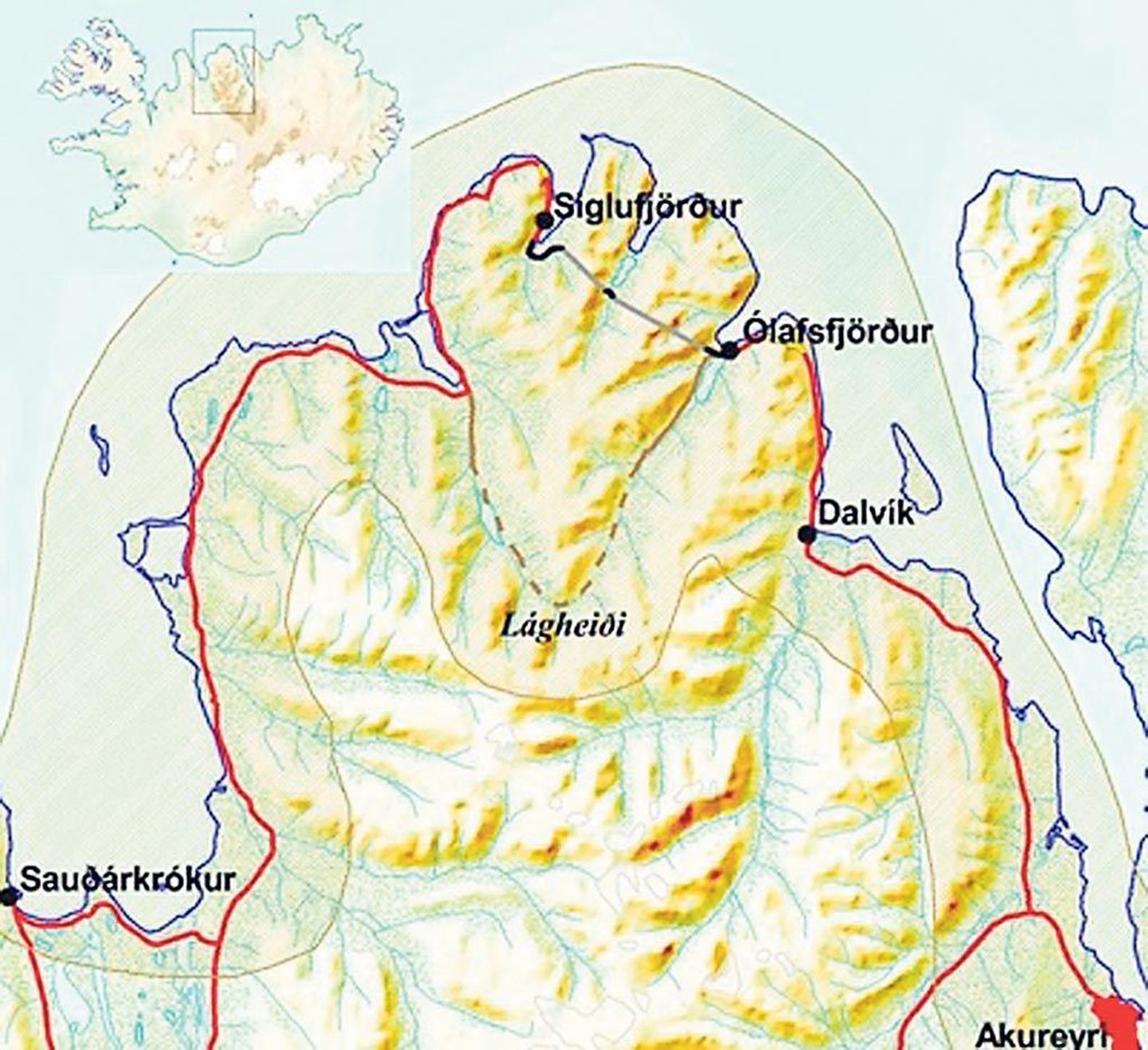 Ólafsfjörðurit ja Siglufjörðurit ühendab nüüd tunnel, 11 kilomeetrit pikk Héðinsfjarðargöng.