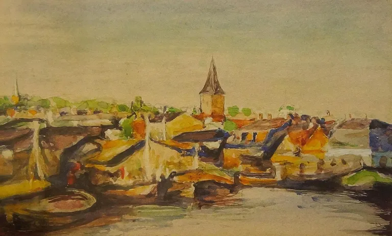 Ivan Sokolov, «Tartu vaade», 1930, akvarell. Erakogu.