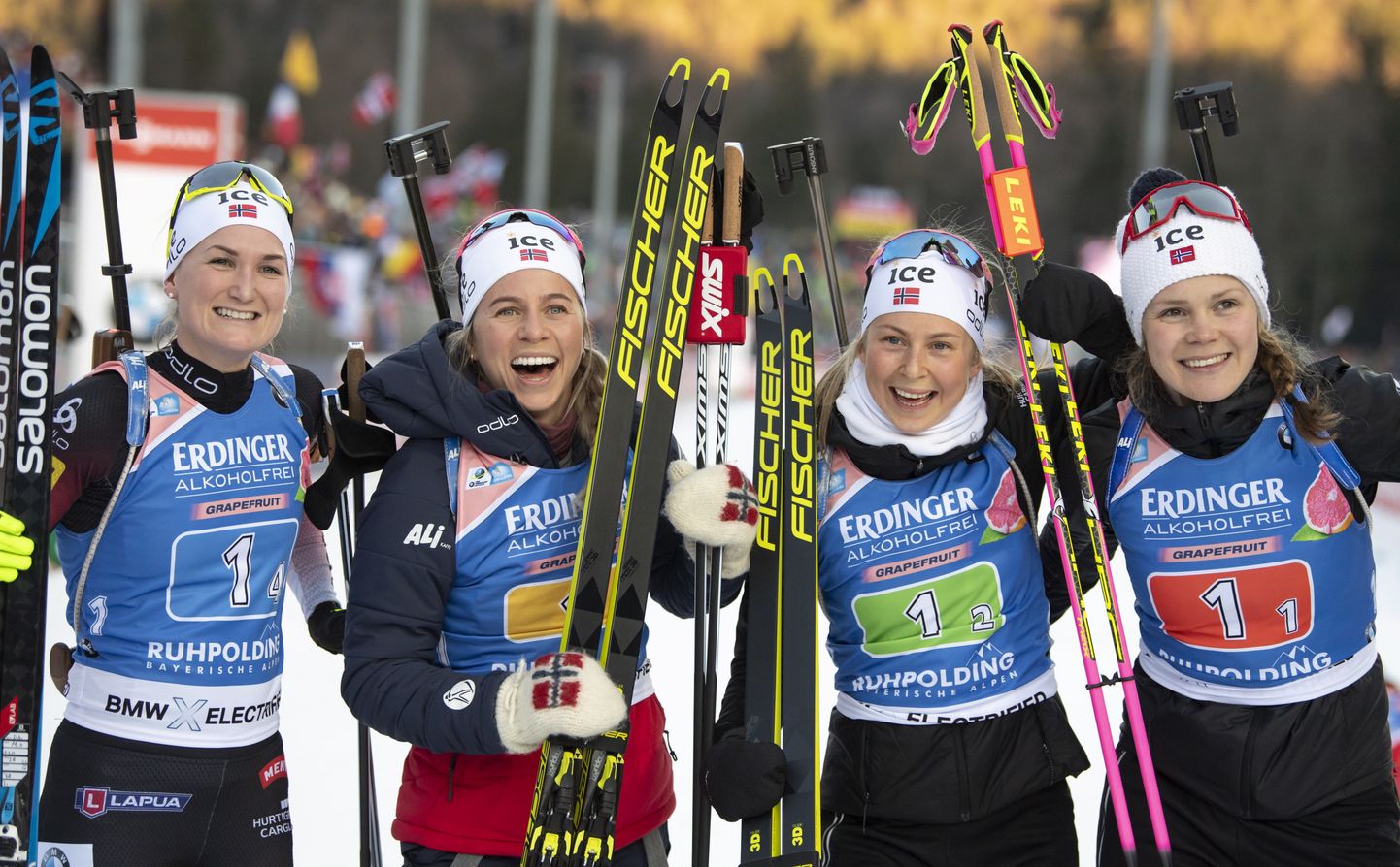 Norvēģijas dāmu biatlona stafetes komanda.