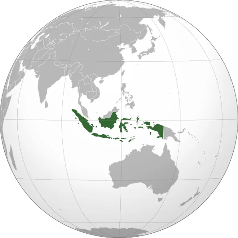 Indoneesia kaardil (rohelisega)