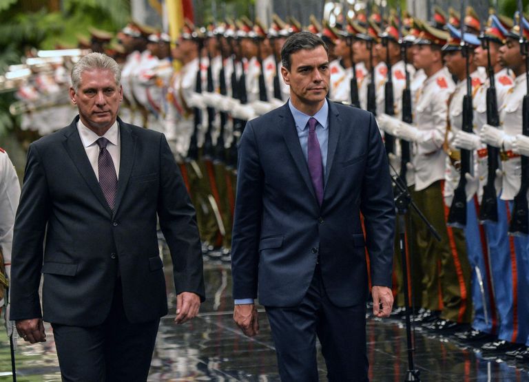 Kuuba president Miguel Diaz-Canel ja Hispaania Peaminister Minister Pedro Sanchez 
