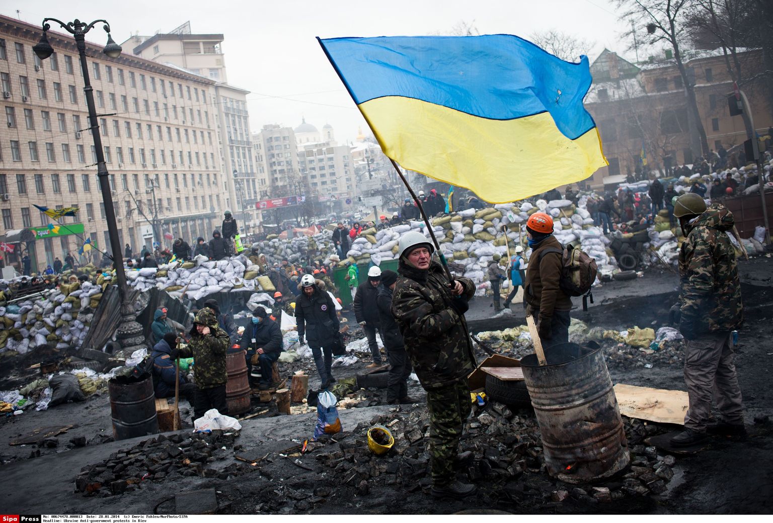 Revolutsioon kestis veel ka mullu jaanuaris. Barrikaadid Kievis Gruševski tänaval.