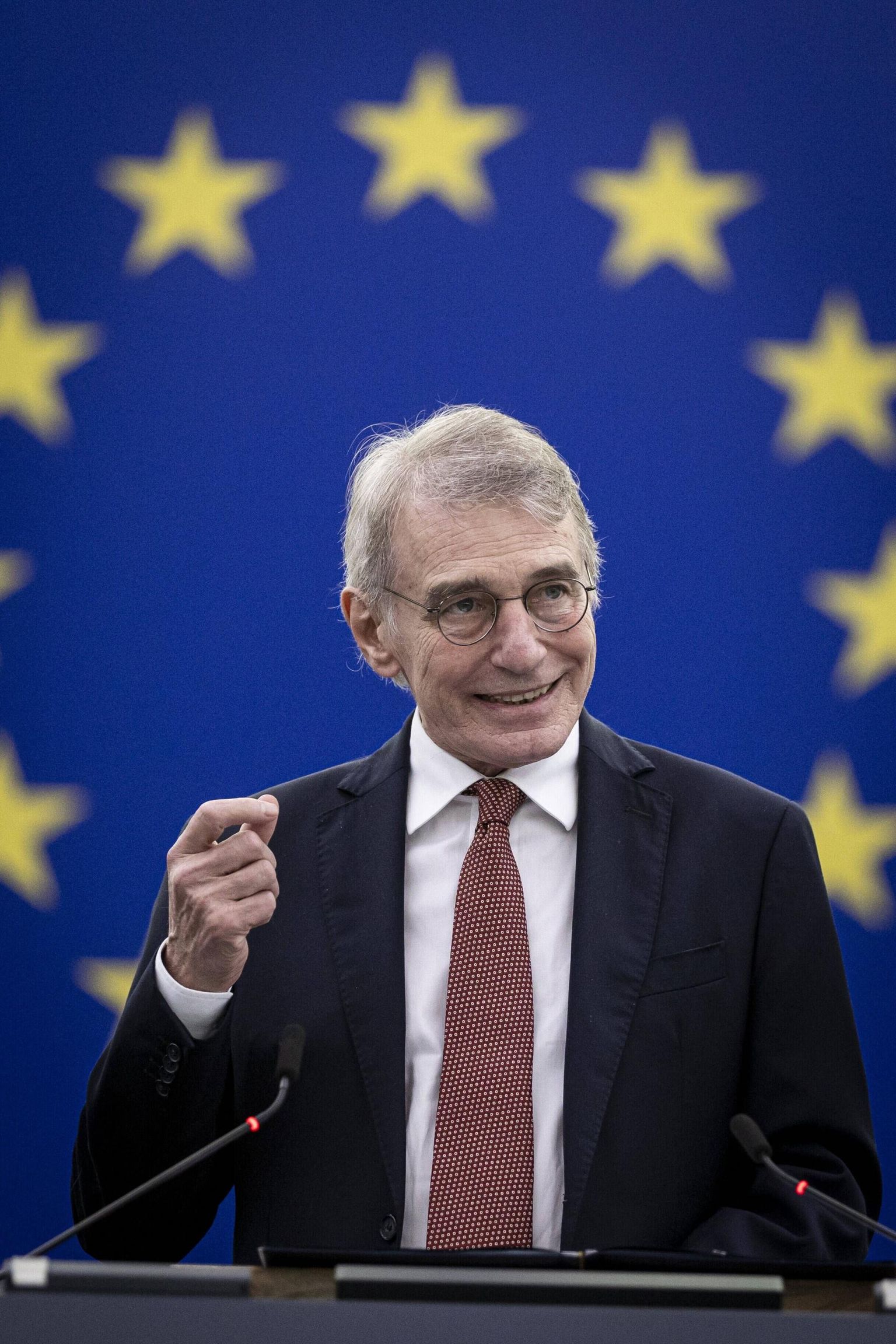 Euroopa Parlamendi president David Sassoli detsembri keskel Strasbourgis täiskogu istungil, kui anti üle Sahharovi inimõigusauhind. 