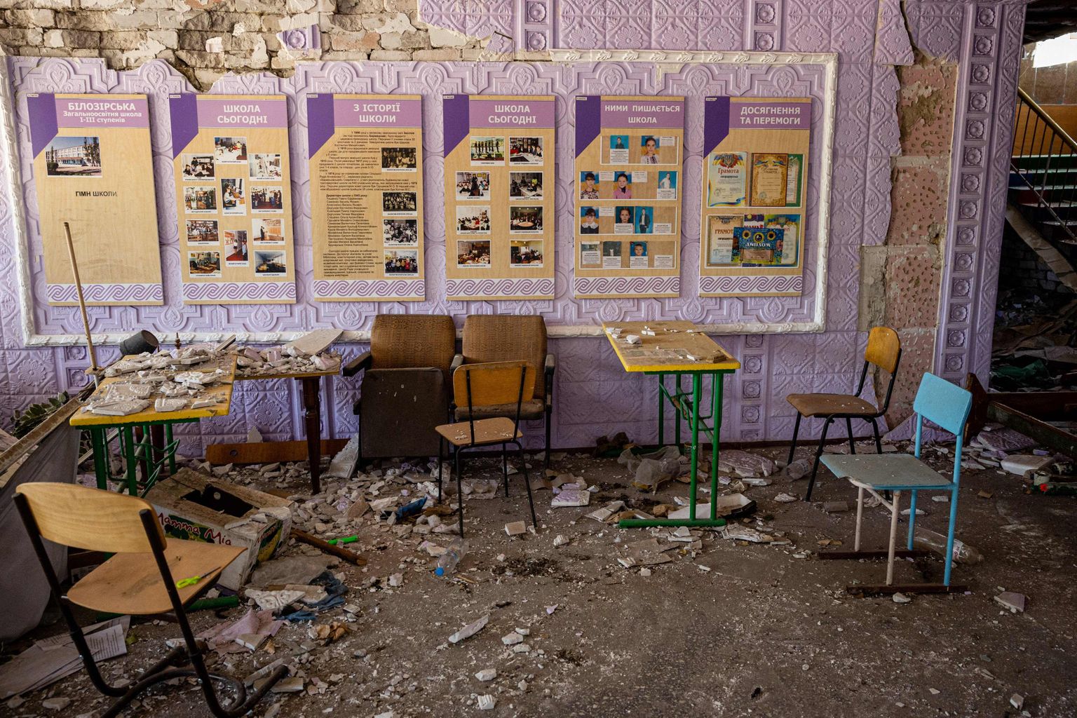 Löögi saanud kool Lõuna-Ukraina külas Mõkolajivi oblastis.