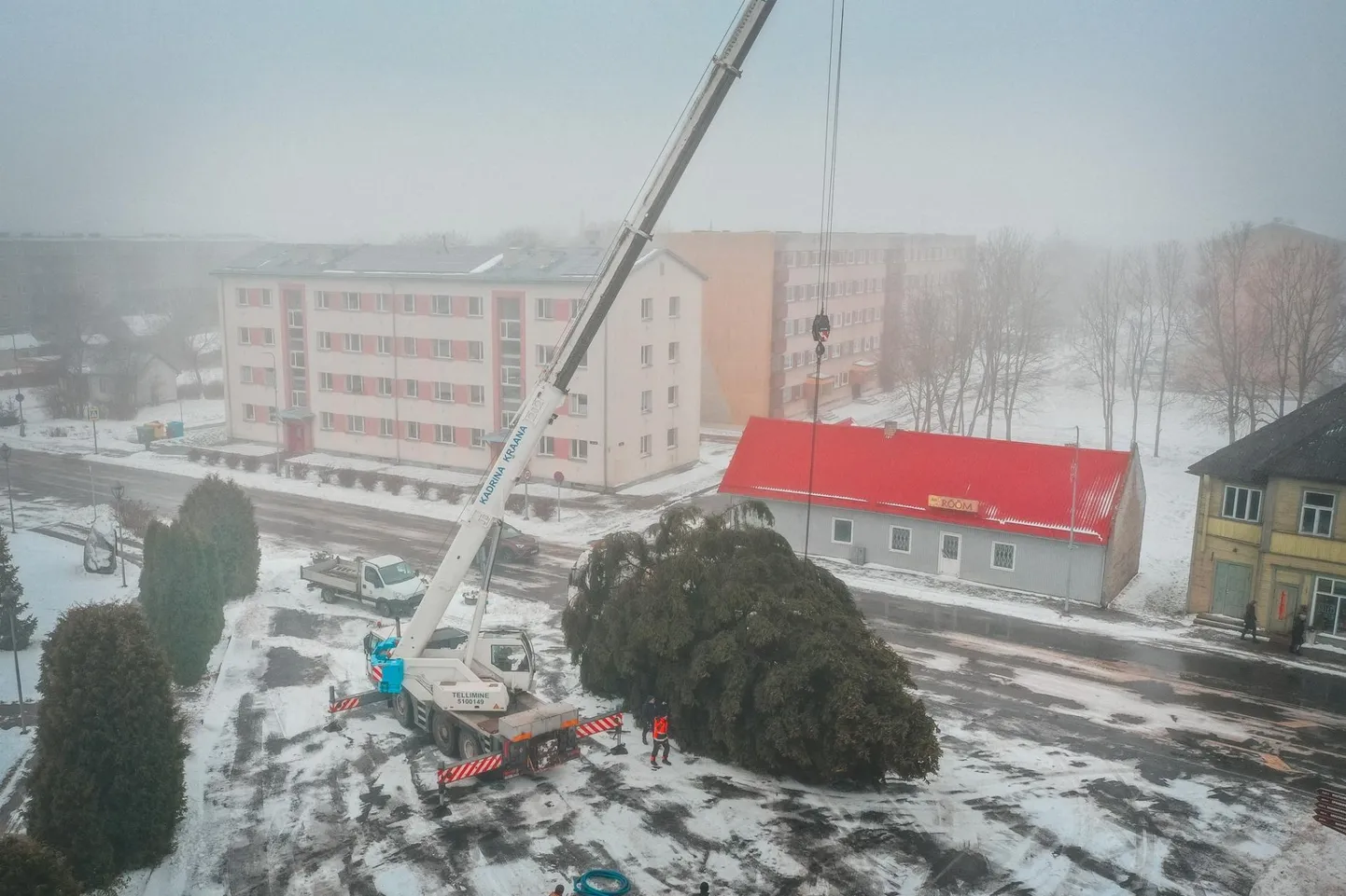 Tapa linna jõulupuu püstitamine.