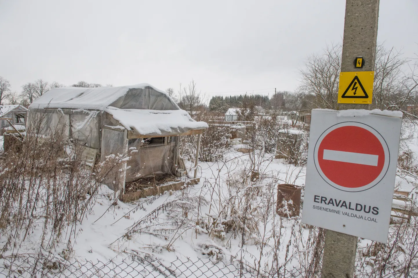Rannu paisjärve ääres asuvale erakinnistule on aiapidajad aegade jooksul istutanud viljapuid, aga rajanud ka kasvuhooneid ja kuure. Kinnistu servale püsti pandud keelumärk annab inimestele mõista, et võõral krundil pole viisakas peremehetseda.