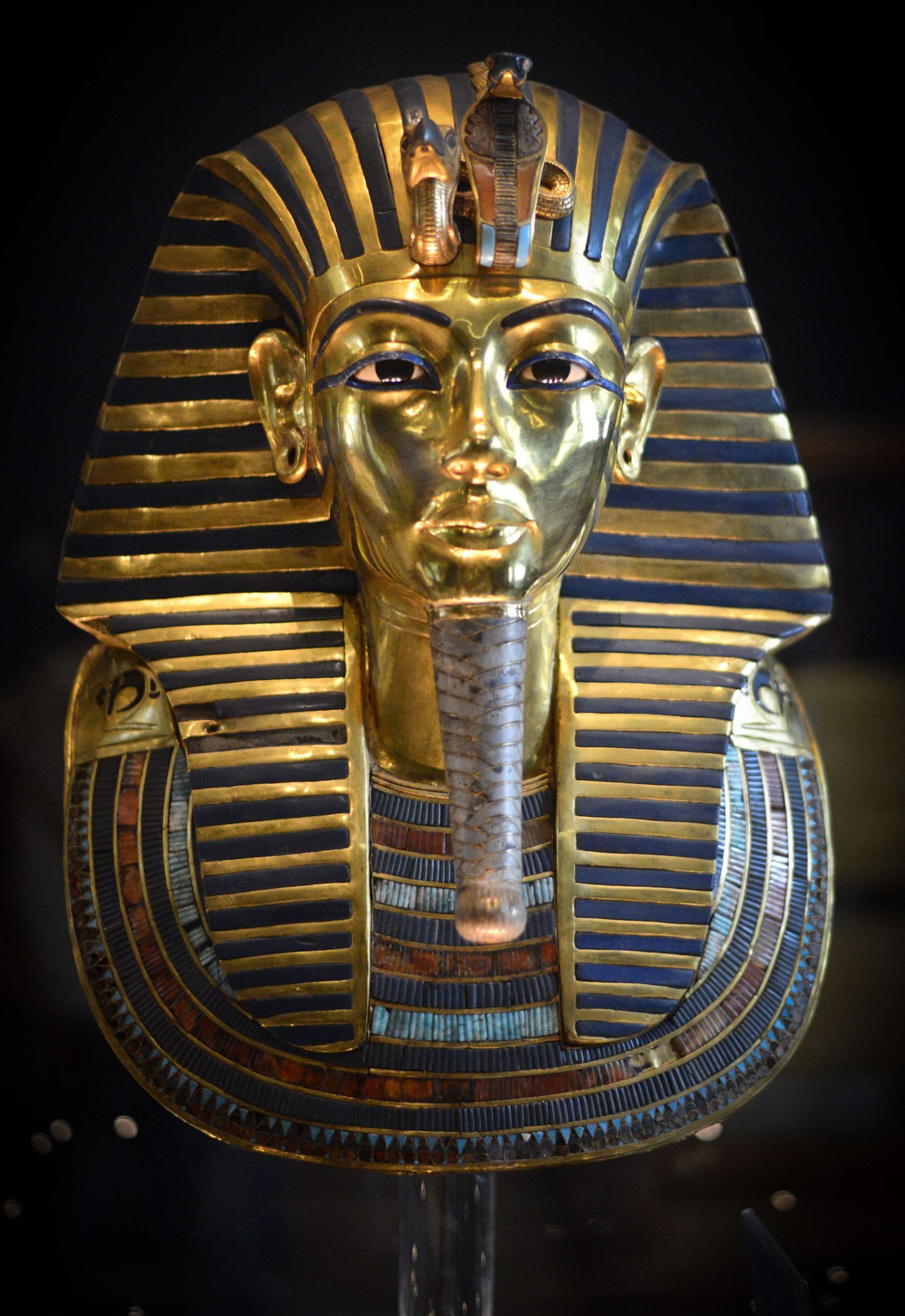 Vana-Egiptuse vaarao Tutanhamoni kullast matmismask Kairo Egiptuse muuseumis. Foto on tehtud 2015