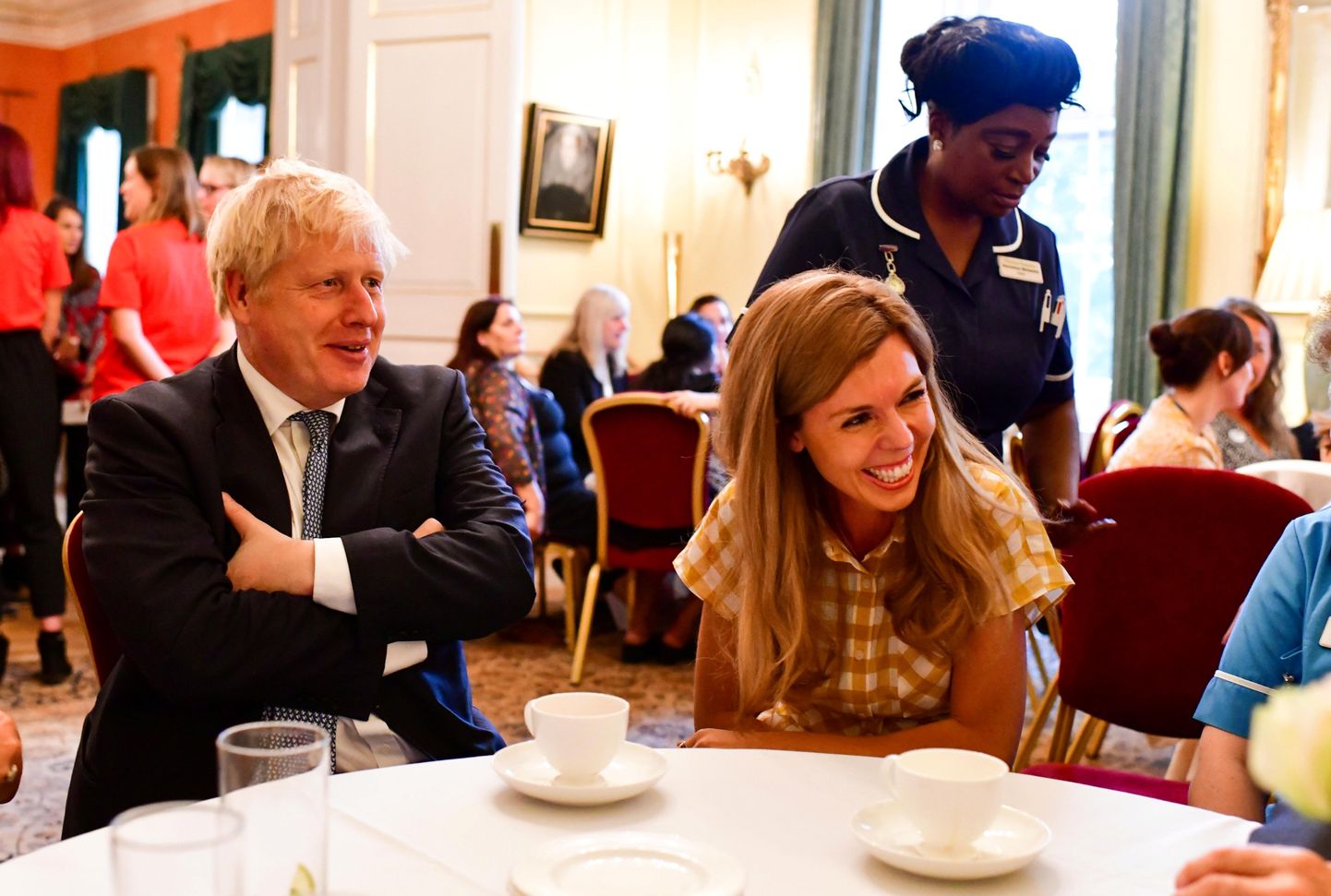 Lielbritānijas premjerministrs Boriss Džonsons ar kopdzīves partneri Keriju Simondsu.