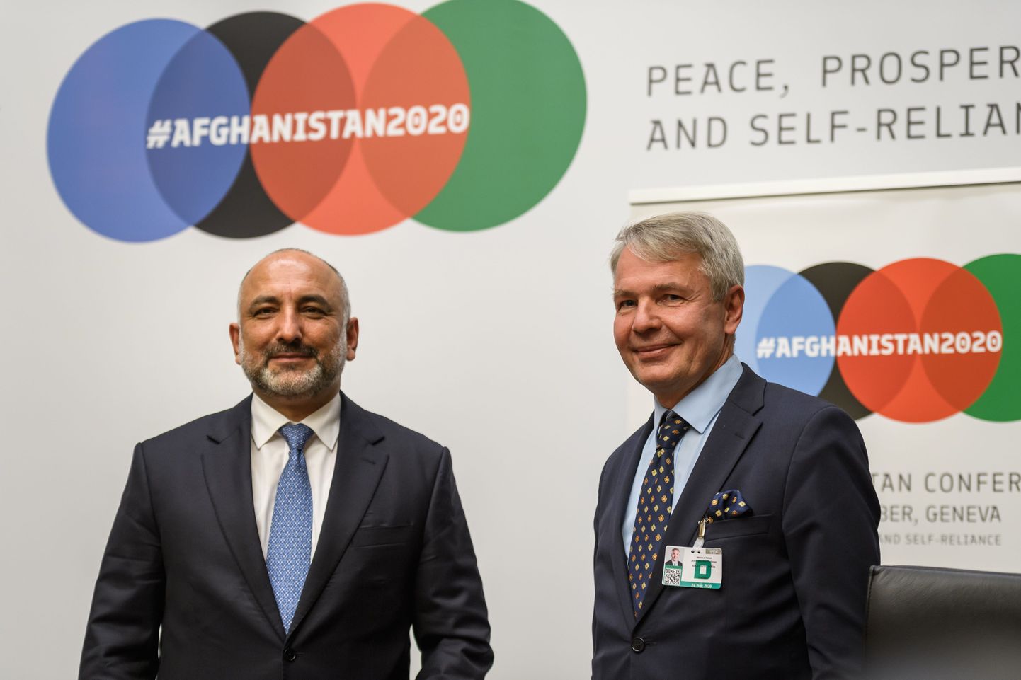 Afganistani välisminister Mohammad Hanif Atmar ja Soome välisminister Pekka Haavisto.
