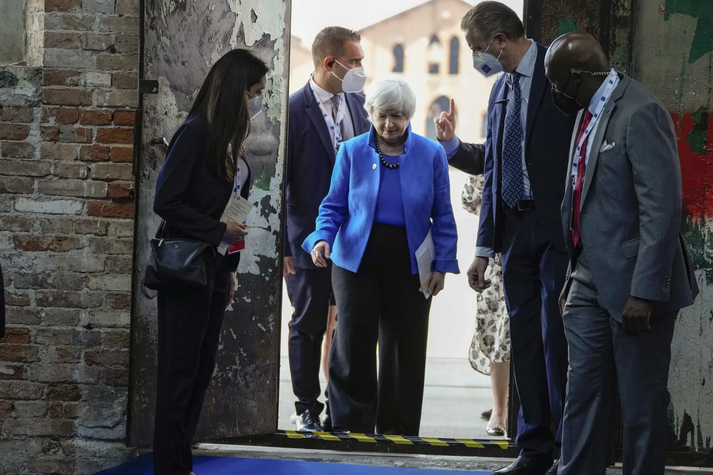 USA rahandusminister Janet Yellen saabub 11. juulil 2021 pärast G20 rahandusministrite ja keskpangajuhtide kohtumist pressikonverentsile.