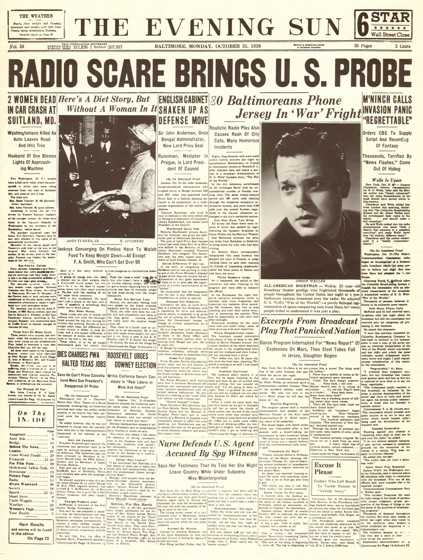 USA väljaanded kajastasid 1938. aastal, kuidas Orson Welles tekitas raadiosaatega marslaste invasioonist paanika
