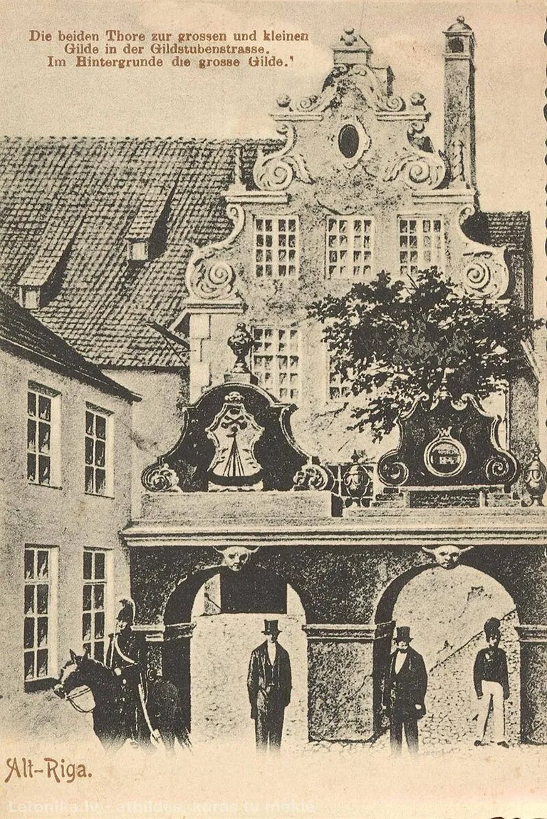 Lielās ģildes baroka fasāde pirms pārbūves (pirms 1854)