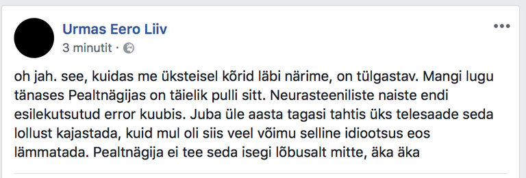 Urmas Eero Liiv Facebooki postitus