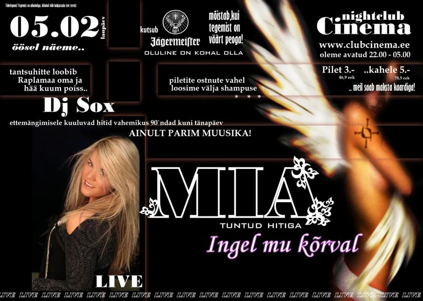 Club Cinemas sel laupäeval MIA live!