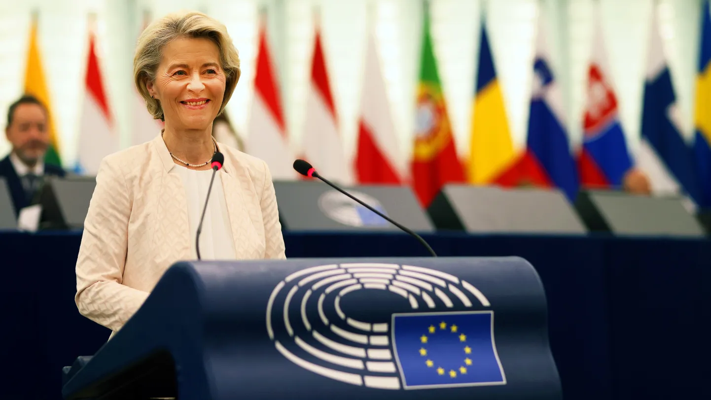 Ursula von der Leyen täna europarlamendi ees.