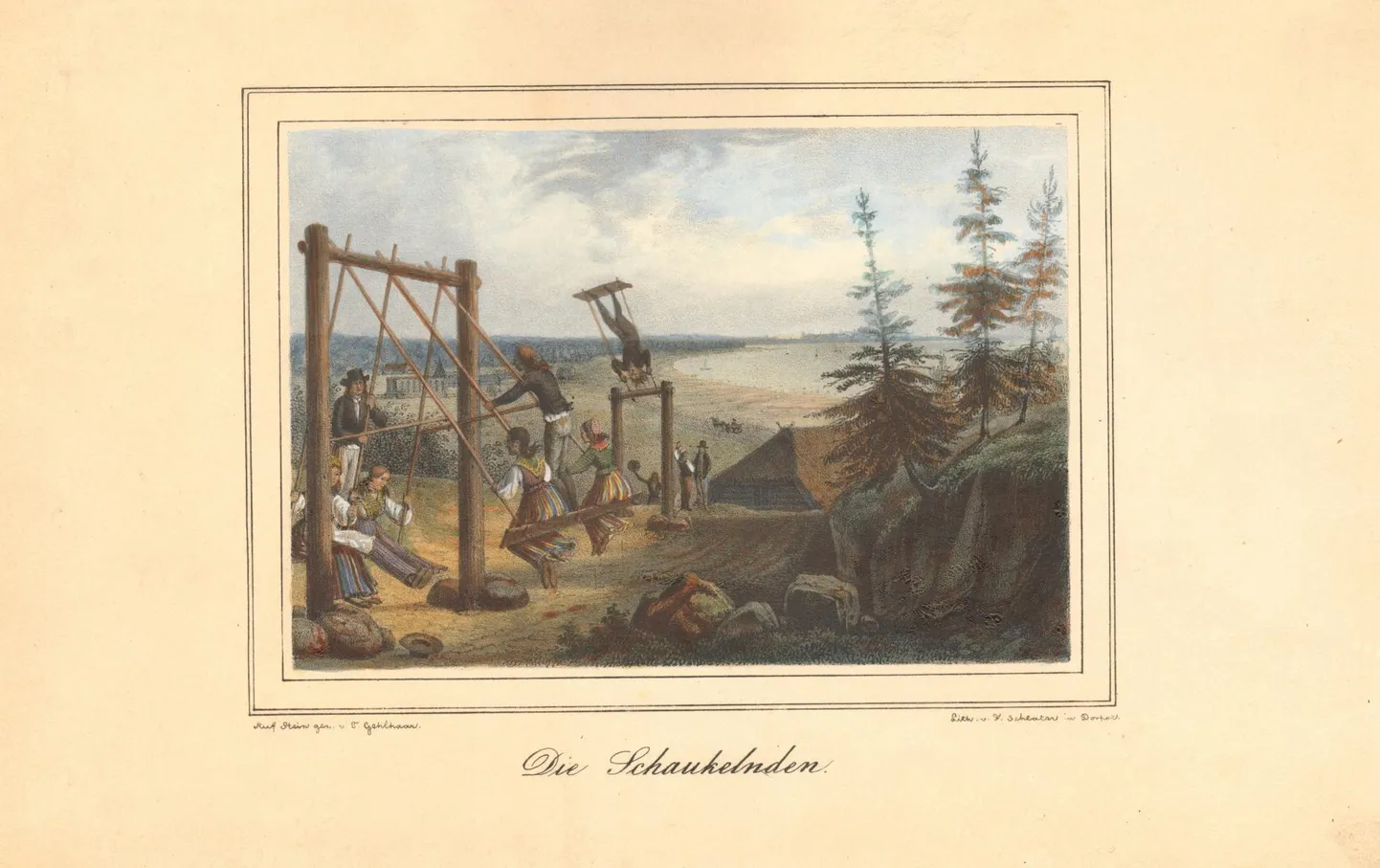 «Kiikujad». Theodor Gehlhaar, 1840
Vanimad kirjapanekud Peetri kihelkonnast on Friedrich Reinhold Kreutzwaldilt, kes kogus 1828. aastal üliõpilasena 28 regilaulu Viisu külast. Ottilie Kõiva on koondanud need eraldi väljaandesse
«Aeg ärgata», mis ilmus 2014. aastal.
Kreutzwaldil oli õnn kuulda veel elavat regilaulu selle ehtsas esituskeskkonnas. Tõenäoliselt ongi need laulud üles kirjutatud neidudelt kiigeplatsil. Kiigeleminek tähendas pääsemist madalate suitsutarede hämarusest kevadsuvise looduse keskele teiste noorte sekka, kiigeplatsile kuskil kaunil mäekingul. Mindi oma parimates riietes ja ehetes. («Aeg ärgata», lk 9–19)