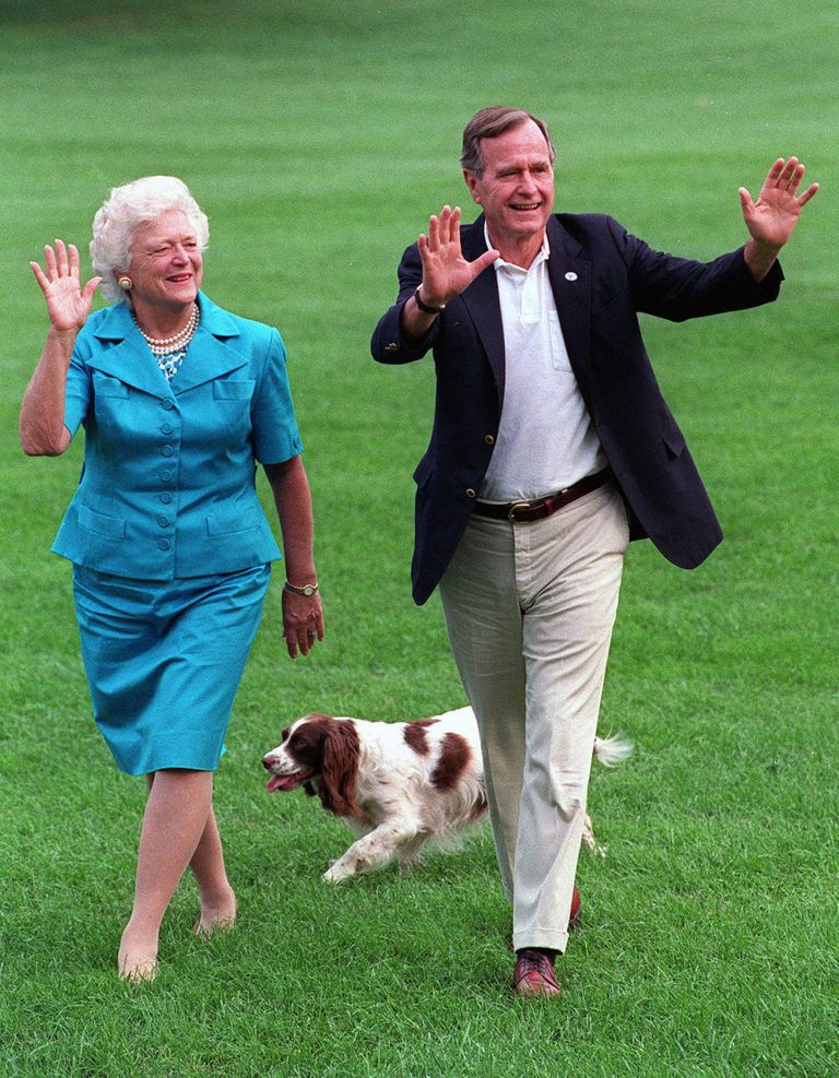 USA 41. president president George HW Bush ja ta abikaasa Barbara Bush 1992. aasta augustis