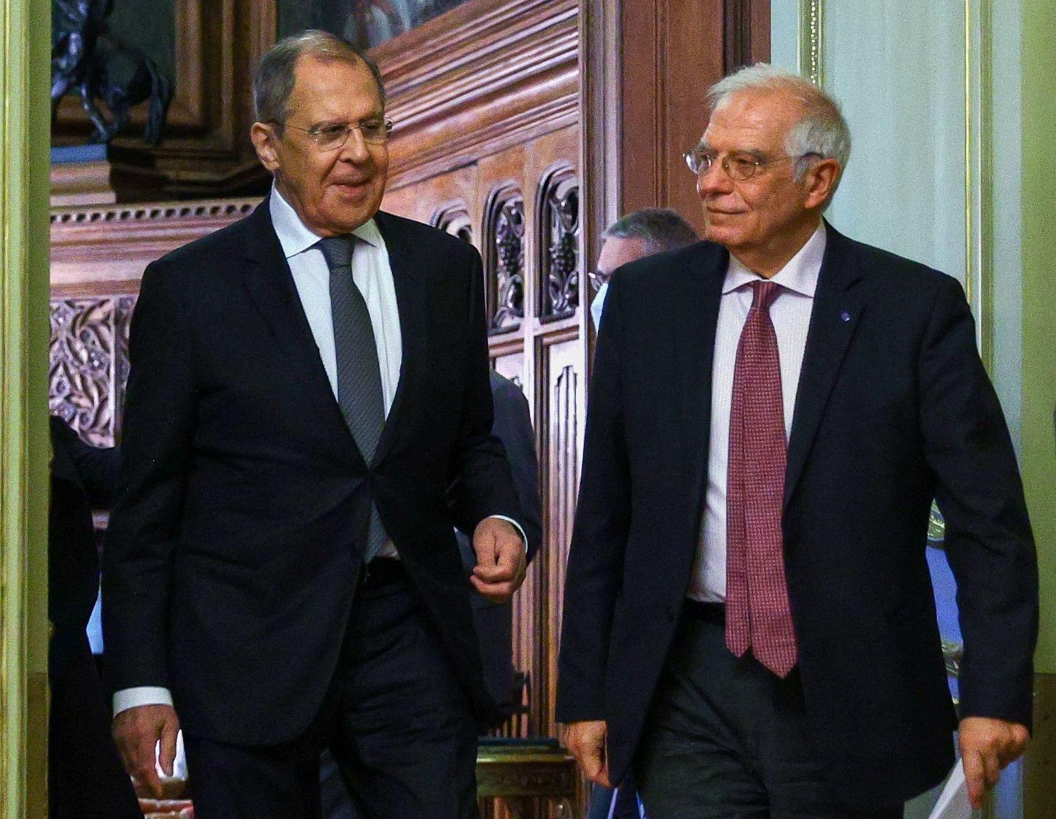 Venemaa välisminister Sergei Lavrov ning ELi välis- ja julgeolekupoliitika kõrge esindaja Josep Borrell reedel Moskvas. 