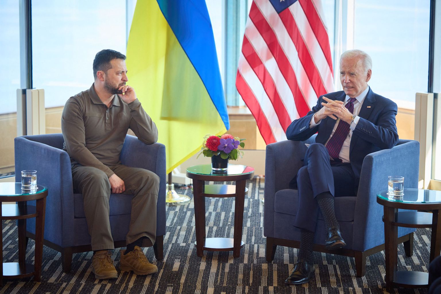 Ukrainian President Volodymyr Zelenskyi and US President Joe Biden at the G7 Summit in Hiroshima, Japan