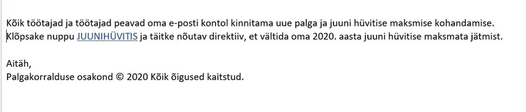 Töötukassa hoiatab petukirja eest. Kirjaga üritatakse inimese e-posti kasutajatunnust ja salasõna kätte saada.