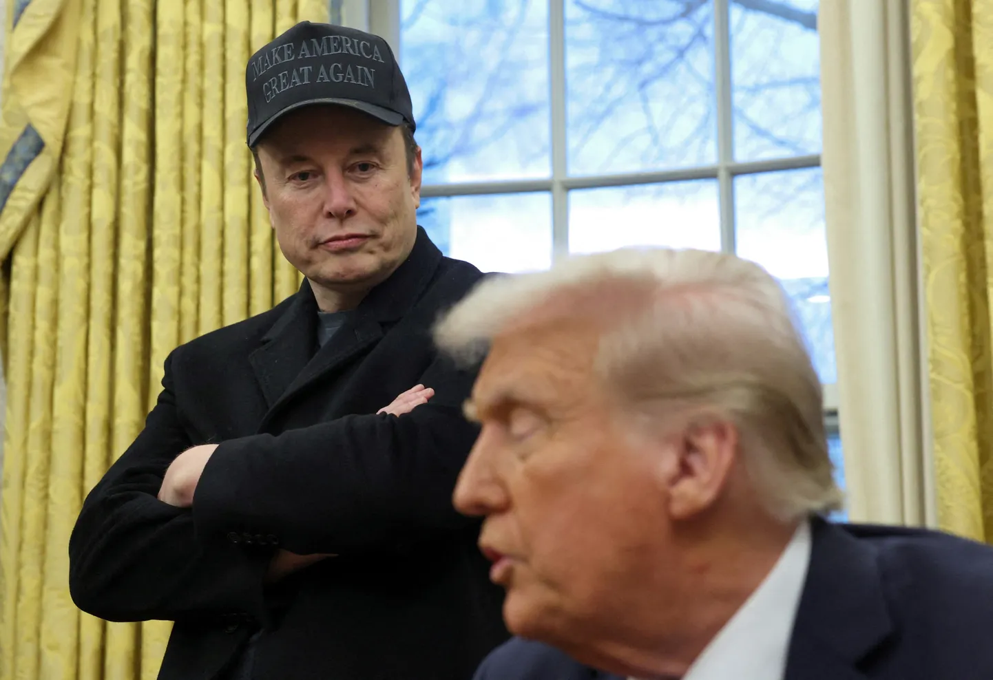 Elon Musk ja Donald Trump Valge Maja Ovaalkabinetis 11. veebruaril 2025.