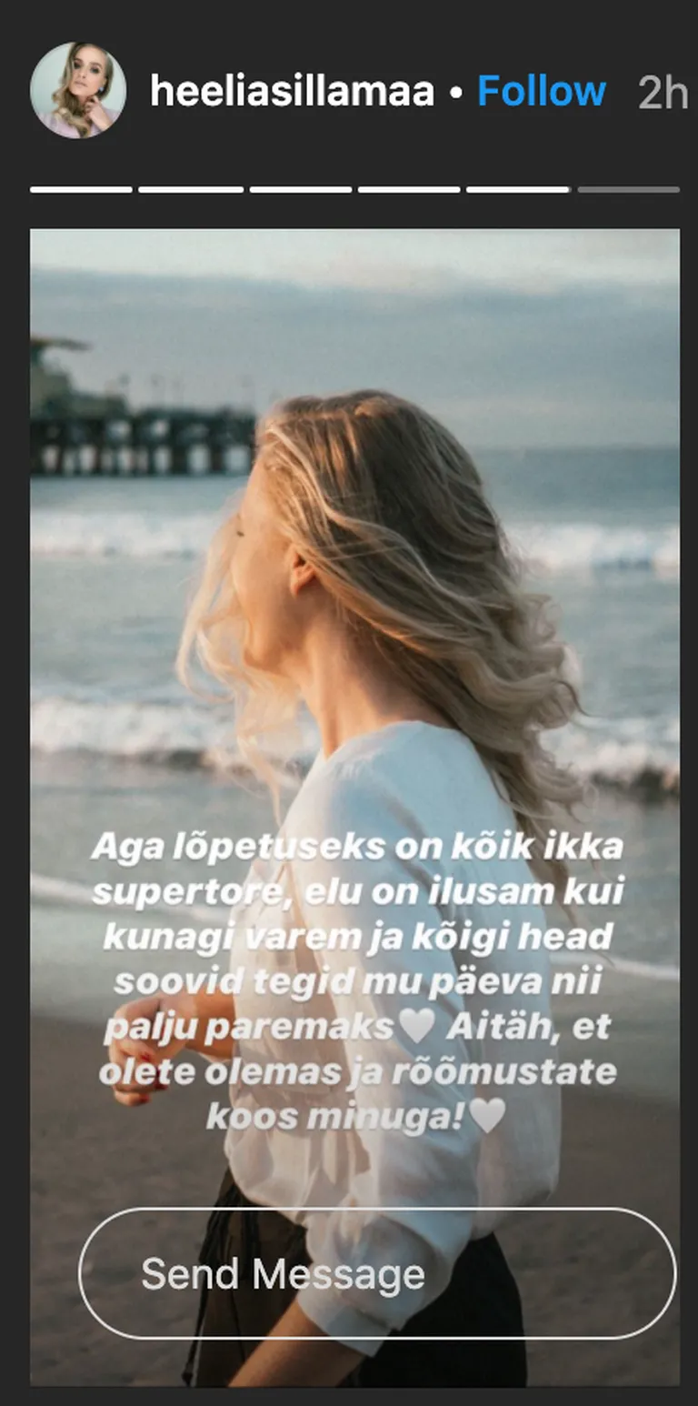 Kuvatõmmis Heelia Sillamaa Instagrami-lugudest.