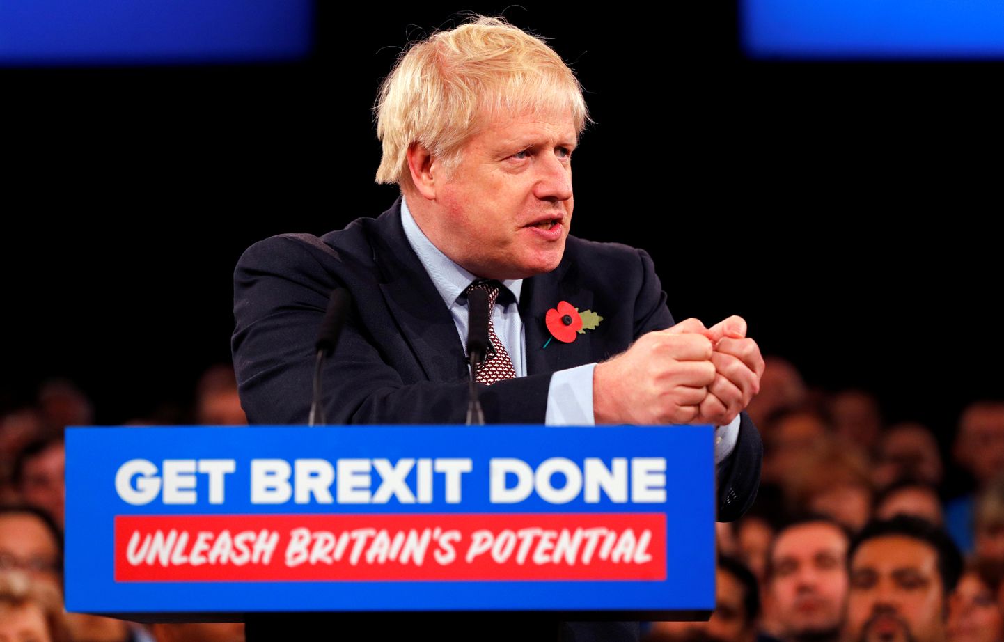 Peaminister Boris Johnson kampaaniaüritusel.