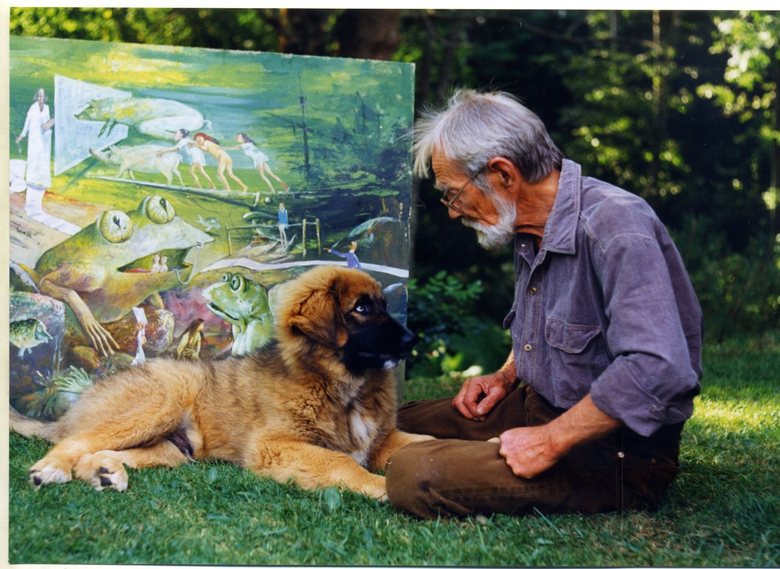 Hetk 1994. aasta suvest Pöörismäel. Edgar Valter koos oma koera Uru ning teosega «Anna mulle veel üks võimalus».