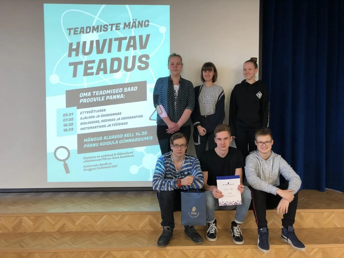 Sari “Huvitav teadus” on mõeldud Pärnu põhikoolide vanema astme õpilastele, suurendamaks õpilaste avastusrõõmu ja ettevõtlikkust, samuti huvi teaduse ja tehnoloogia vastu. Pildil Mai kooli võistkond.