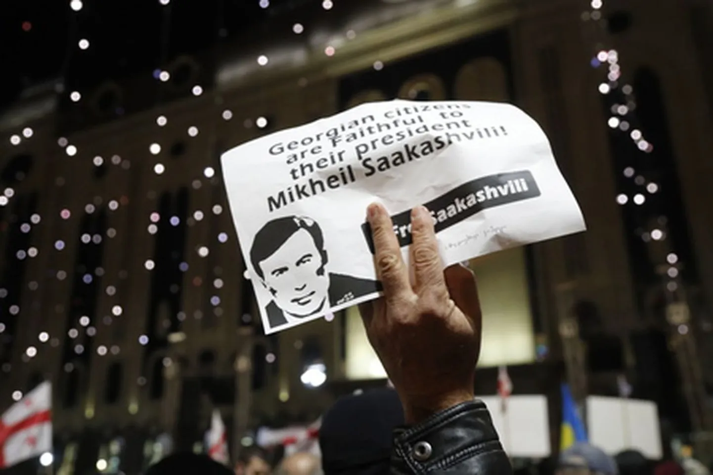 Gruusia ekspresidendi Mihheil Saakašvili toetuseks korraldatud meeleavaldus Thbilisis.