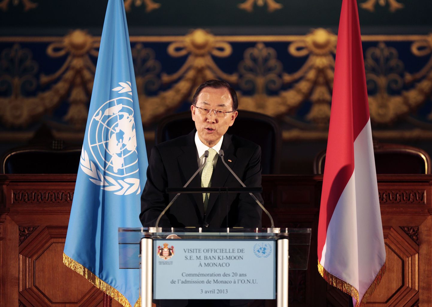 ÜRO peasekretär Ban Ki-moon peab Monacos kõnet.