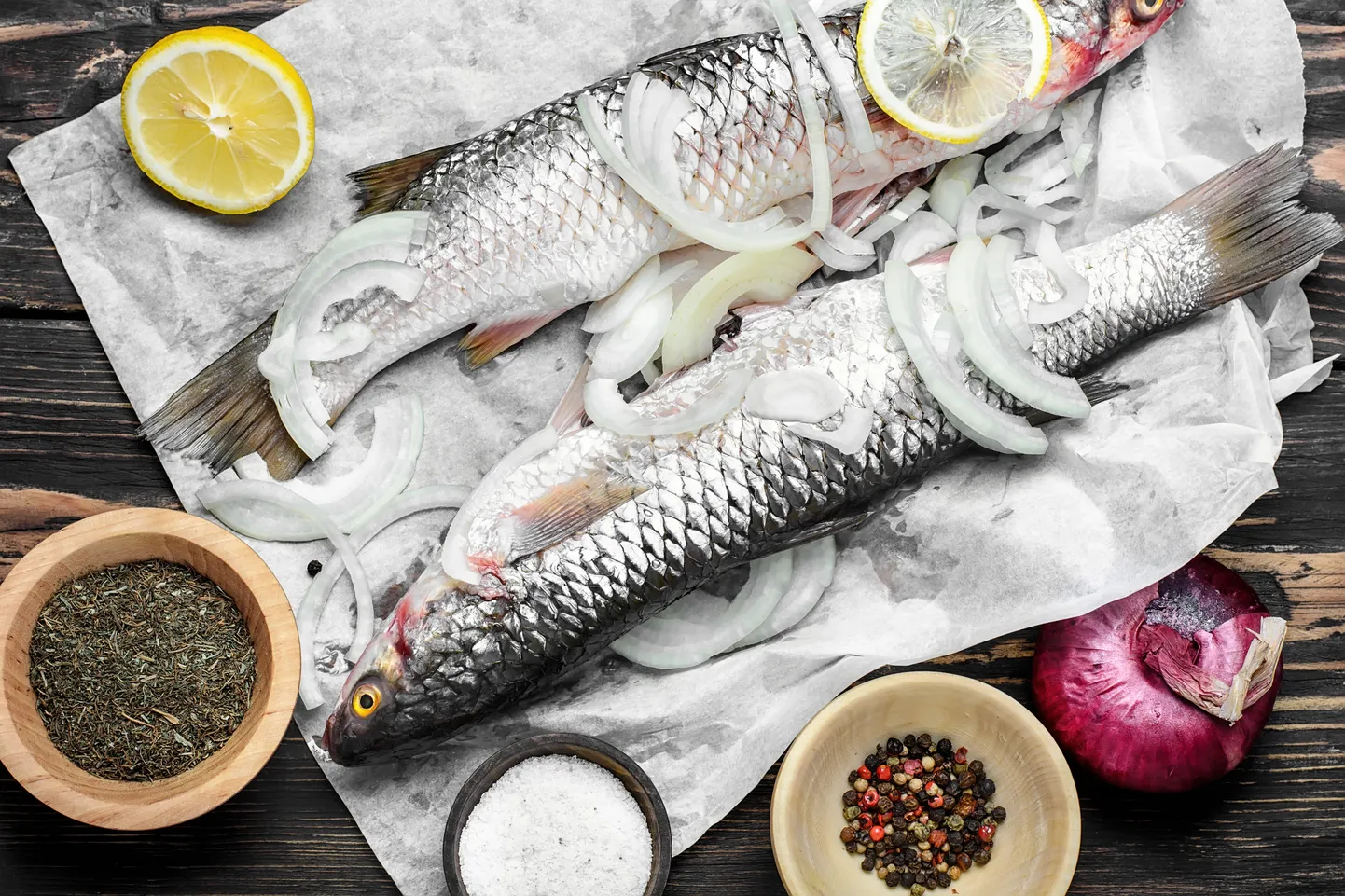 angle, fish, vegetable, raw, seafood