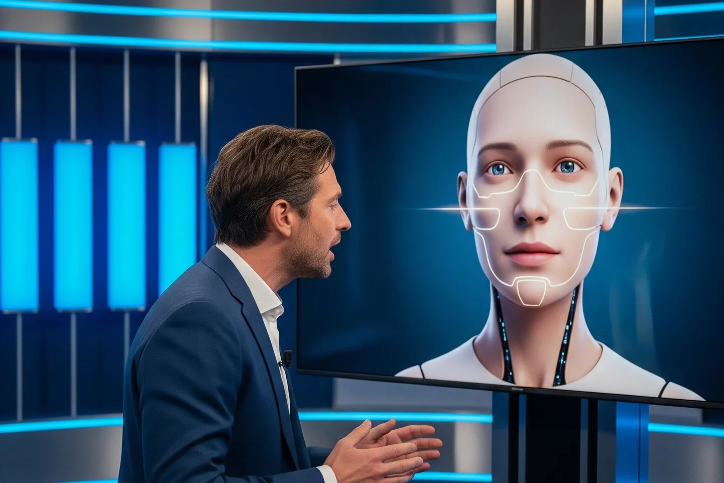 Nii võttis tehisaru (Gemini) pildina kokku loo mehest, kes armus tehisintellekti (ChatGPT) ja käis sellest telesaates rääkimas.