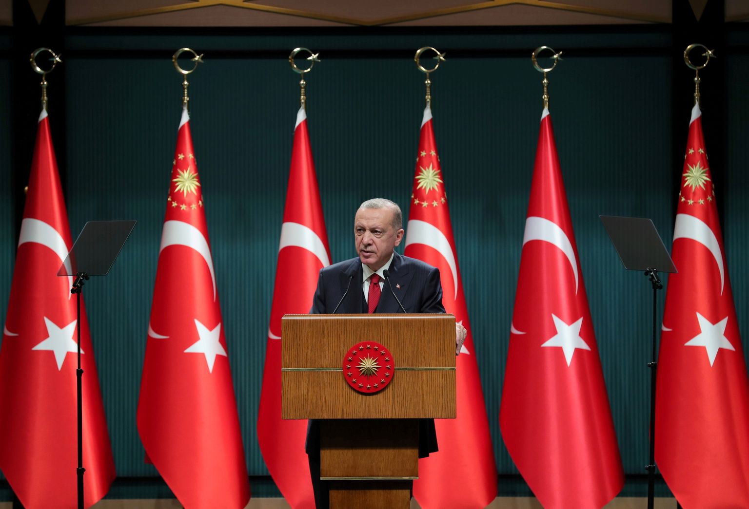 Türgi president Recep Tayyip Erdogan andmas pressikonverentsi 11. oktoobril 2021.