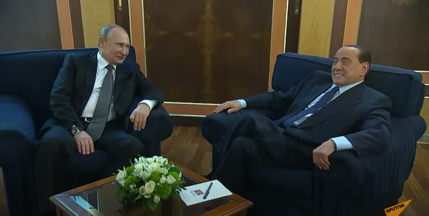 Встреча Путина с Берлускони в Риме  в 2019 году.